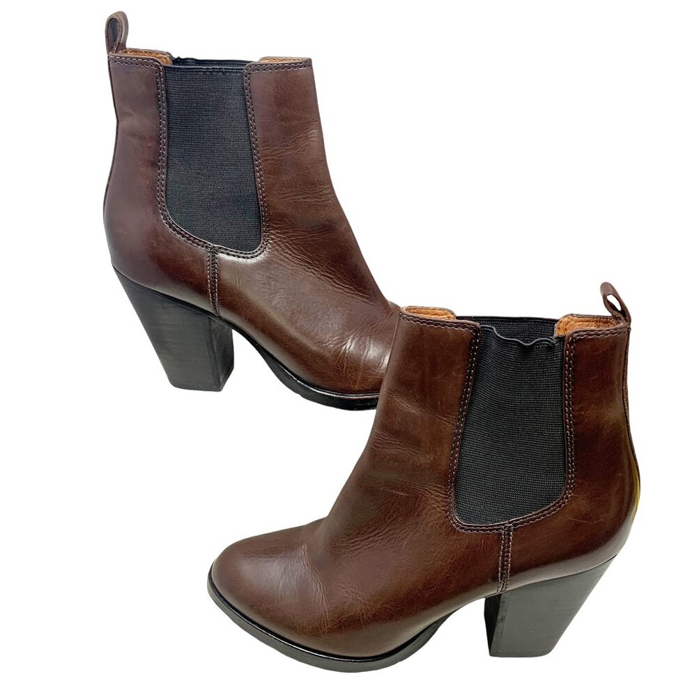 Frye‎ Tate Dark Brown Leather Heeled Chelsea Boots